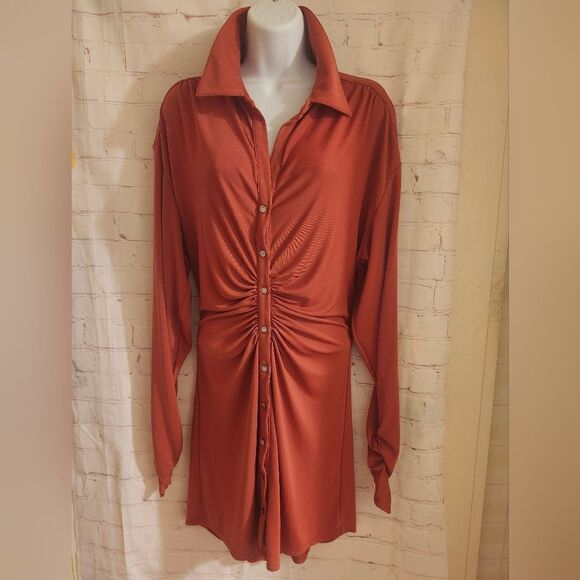 NWT Cinq a Sept  "Arden" Ruched Matte Jersey Button-up Mini Dress sz.S Ret.$345 - Picture 2 of 8